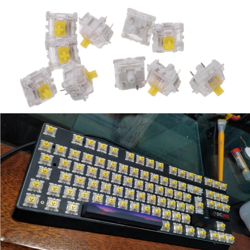 10Pcs/pack Gateron SMD Blue Switches Mechanical Keyboard 3pins Gateron MX Switches Transparent Case fit GK61 GK64 GH60