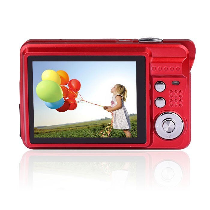 Newest 18Mp Max 5Mp CMOS Sensor Digital Cameras 8x Digital Zoom 2.7 Inch Anti-shake Function Face Detection Smile Capture: Red