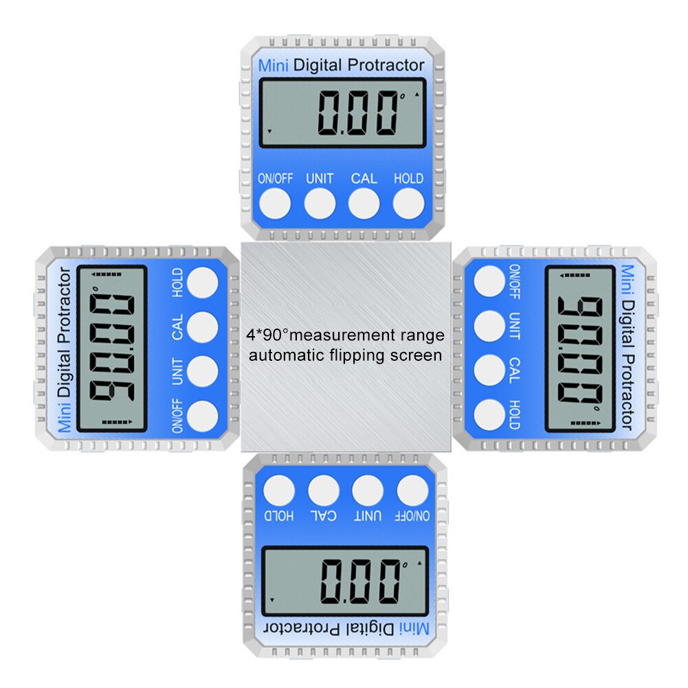 4X90 ° Hoek Gradenboog Universal Bevel 360 Graden Mini Elektronische Digitale Gradenboog Inclinometer Tester Meetinstrumenten