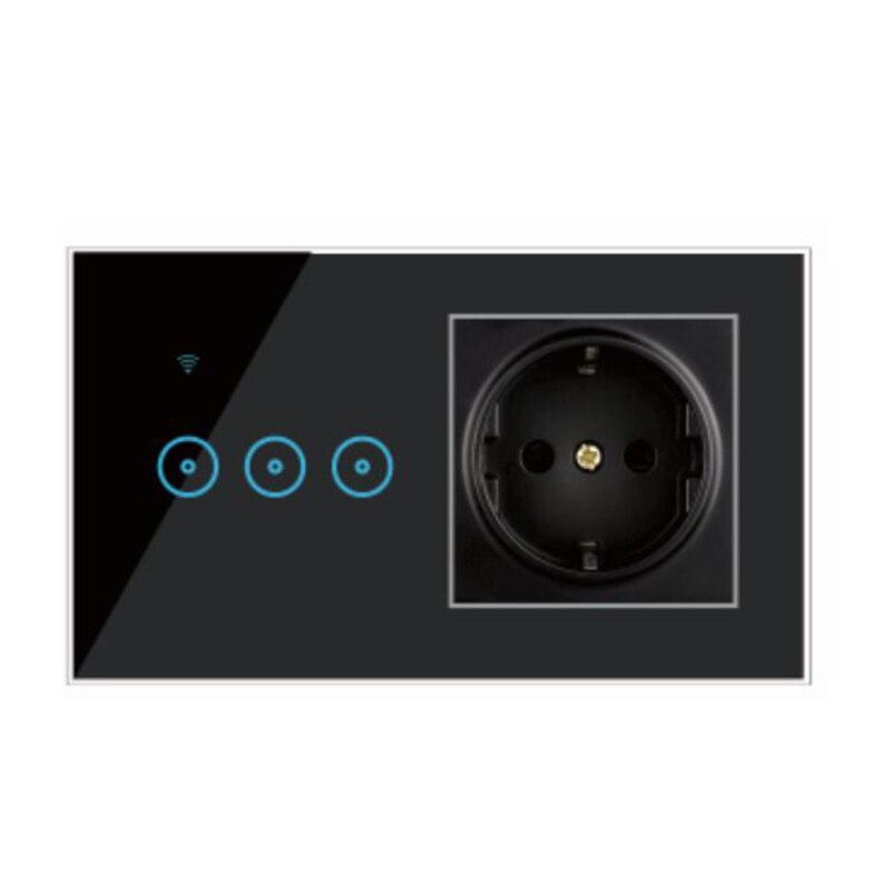 Tuya Multi-function Switch Socket Integrated Remote Control WiFi Smart Switch Socket EU1 2 3 Gang Support Alexa Google: 05