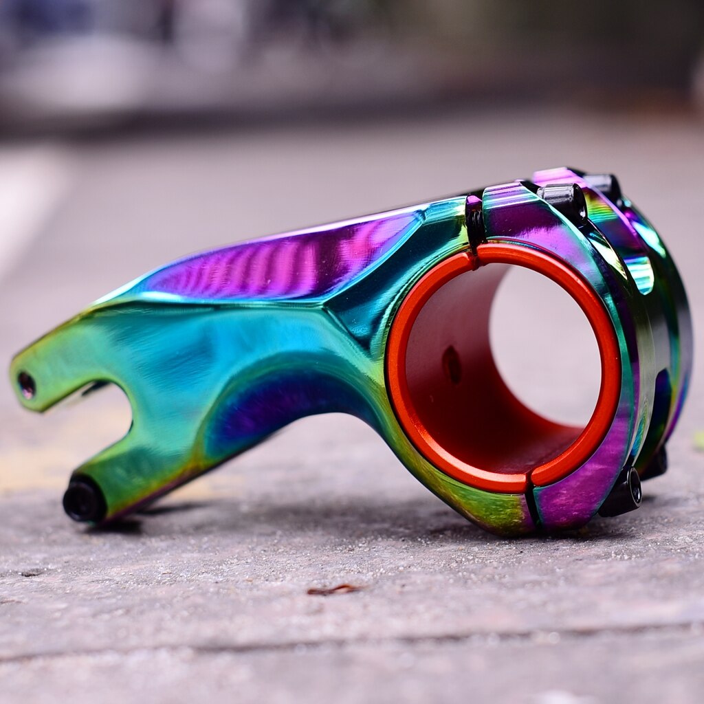 Bike Stem Riser Stem Aviation aluminum alloy MTB Road Bike 31.8mm Angle -17degreex70mm Bicicleta Tallo Bicicleta potencia: Rainbow color