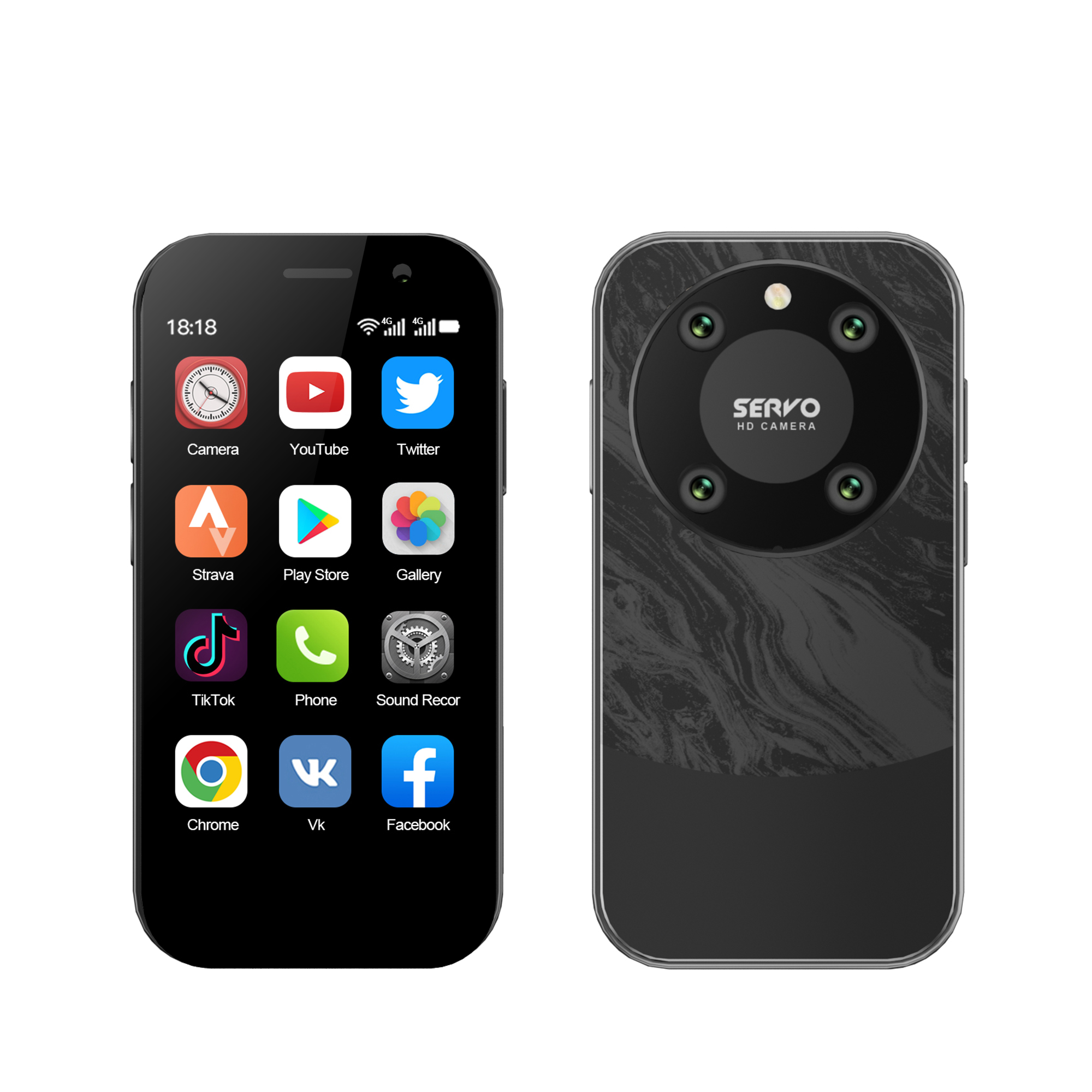 Servo king 9000 3.0 "display hd pequeno smartphone android 10.0 rede 4g lte 2gb + 16gb 2000mah reconhecimento facial mini telefone móvel: Preto