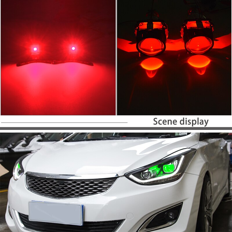 Lente de proyector bi-xenón para coche, luz LED de Ojos de demonio de 2,5 pulgadas, ajuste H4 H7, enchufe, 2 piezas