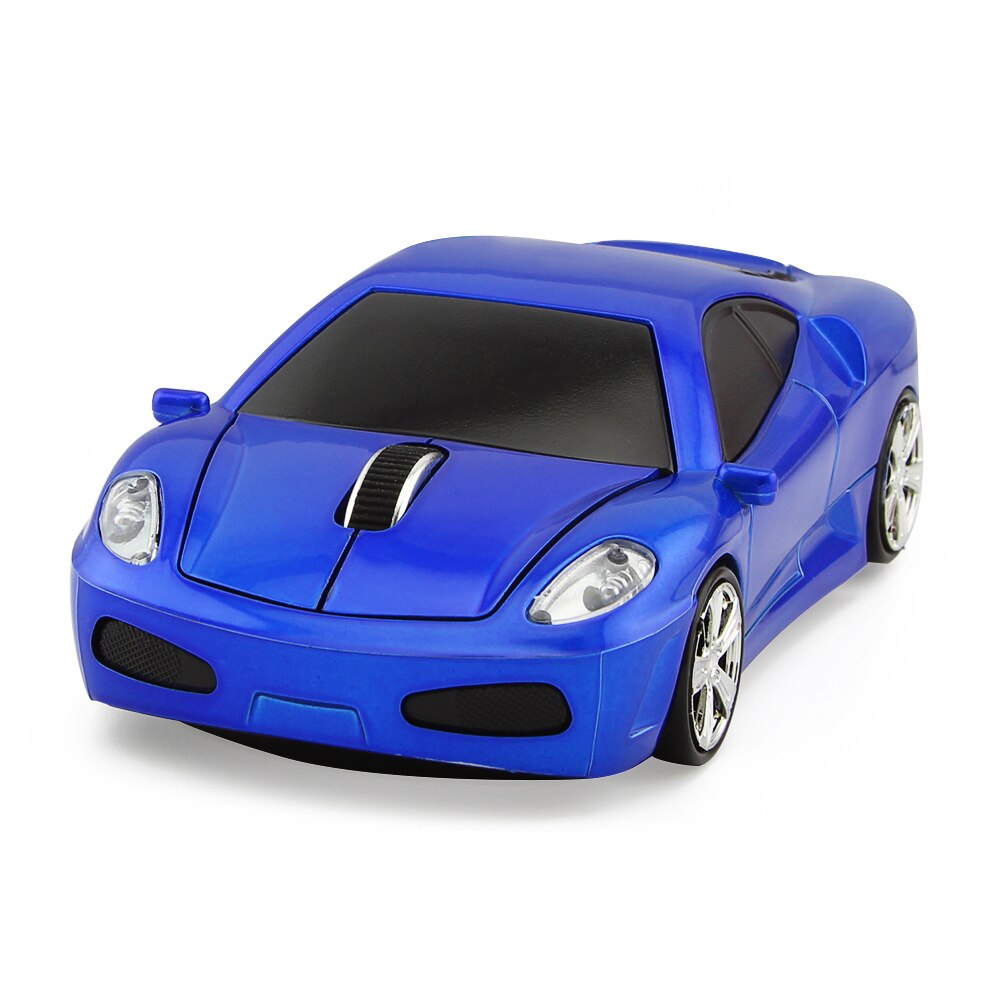 CHYI-ratón inalámbrico con forma de coche, dispositivo de 2,4 Ghz, Mini, ergonómico, Usb, 3d de dibujos animados, LED, para el coche, para ordenador portátil: Dark Blue