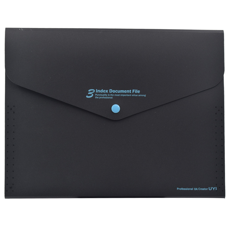 EZONE 1PC A4 Button File Bag Large Capacity Multi-layer Folder 8 Colors Meeting Information Bag Utility Stationery