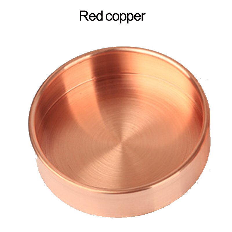 Bandeja de metal redonda de cobre puro, bandeja de almacenamiento de adornos de latón, oro rosa y oro, para picnic, buffet y en casa: Red copper / Diameter 14cm