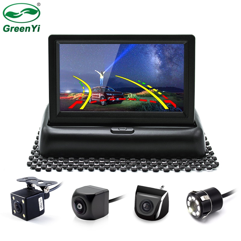 4.3 Inch TFT LCD Vehicle Folding Foldable Monitor With Car Rear View Camera, Dynamic Trajectory Line and Starlight Night Vision