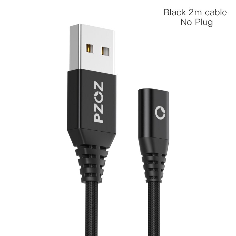 PZOZ Magnetic Cable 2M Type C Micro USB C Fast Charging Phone Microusb Type-C Magnet Charger usb c Charge cord for iphone xiaomi: Black 2M No plug