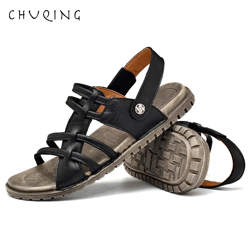 Sommer sandaler mænd vand trekking sandaler læder klassiske romerske sandaler slipper udendørs sneaker