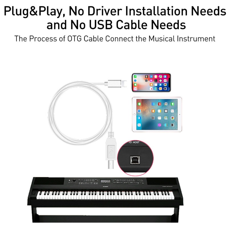 Otg Kabel Voor Iphone Midi Usb Type B Instrument Keyboard Adapter Voor Iphone X Xs Max Xr 8 7 6 Elektrische Piano Audio Connector