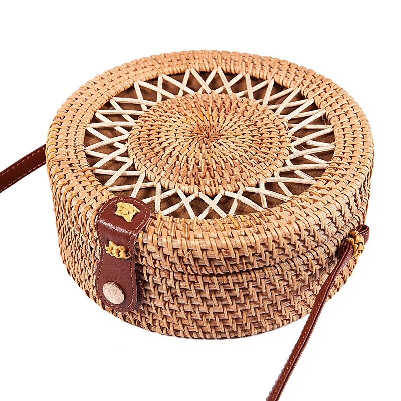 Ronde strozakken dames zomer rotan tas handgemaakt geweven strand crossbody schoudertas cirkel bohemien handtas bali