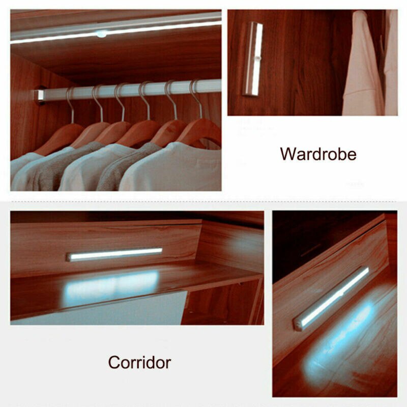 10 LED Motion Sensor Closet Light Wireless Night Cabinet Battery Powered