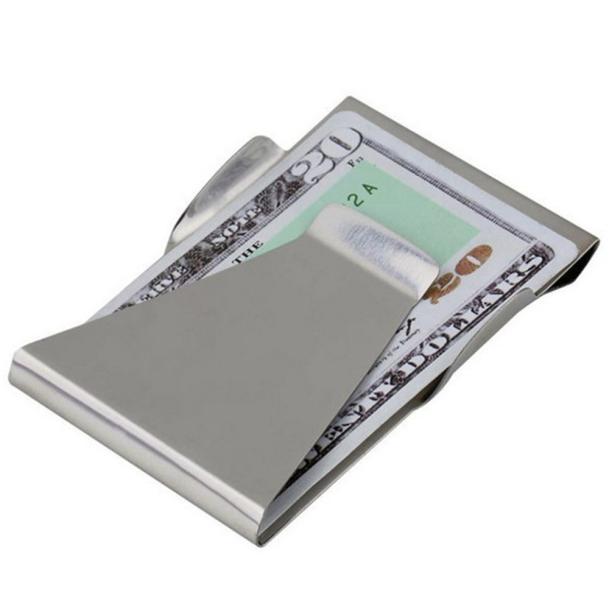 Slanke Roestvrij Staal Dubbelzijdig Money Clip Wallet Credit Card ID Houder Multipurpose Pocket Dollar Y710