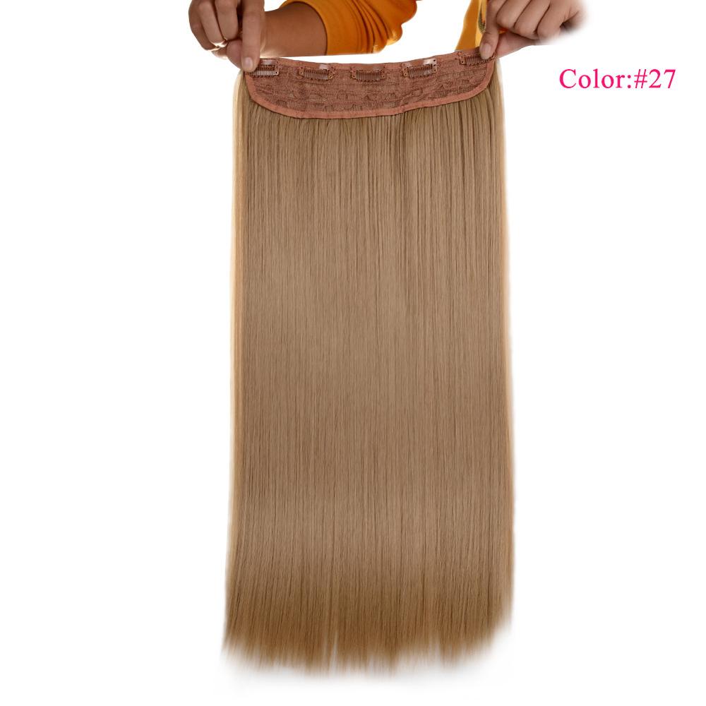 Valen Pruiken 22 inch 5 Clips In Een Stuk Pure Kleur Straight Stijl Haar Clip Op Een Stuk Synthetisch Haar extensions Voor Vrouwen: #27