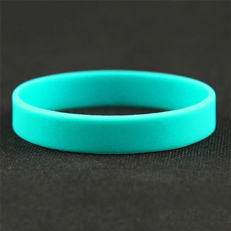 Silicone Rubber Wristband Flexible Wrist Band Cuff Bracelet Sports Casual Bangle For Women Men 12 Colors Bracelet: blue green