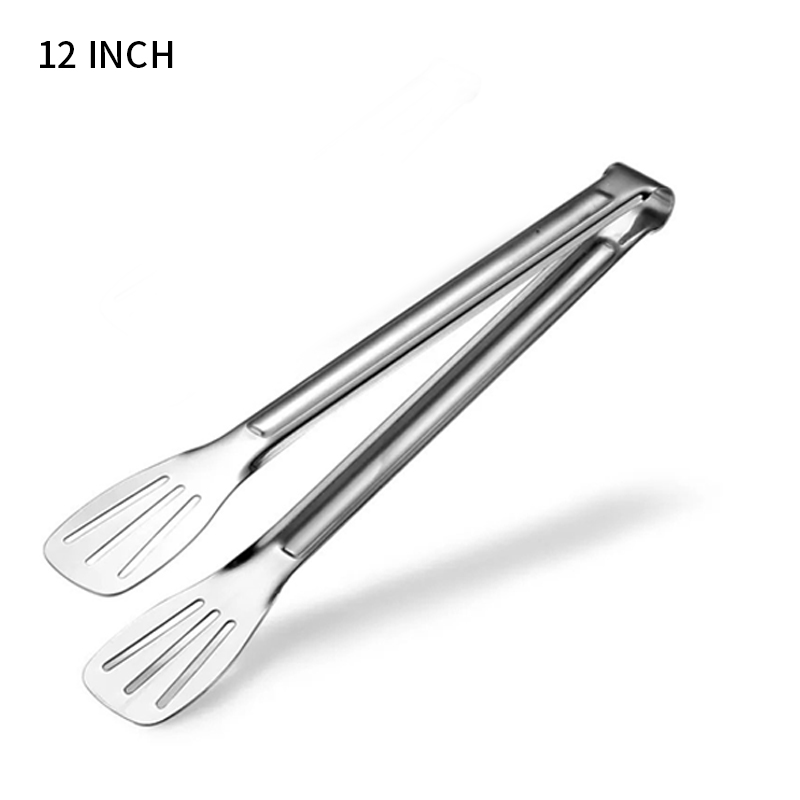 Stainless Steel Food Tongs Kitchen Utensils Buffet Cooking Tool Anti Heat Bread Clip Pastry Clamp Barbecue Kitchen Steel: 12inch 1pcs