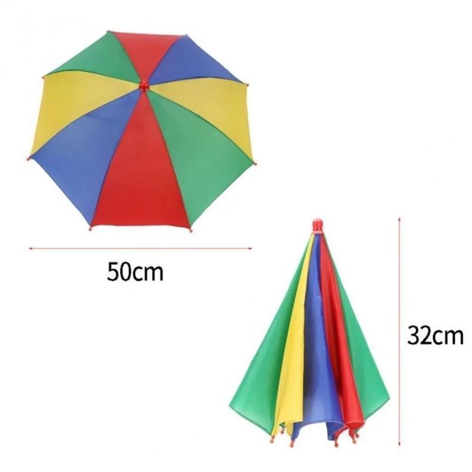Kleurrijke opvouwbare winddichte visparaplu Wandelen Strand Camping Zonbeschermer Hoofdhoed Kinderen Buiten Creatieve zonneschijnparaplu: Default Title