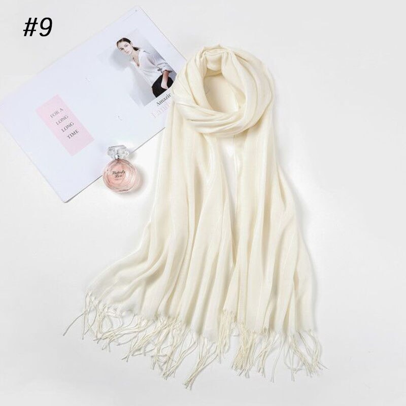 Woman Striped Women Hijabs Ladies Simple Solid Long Shawl Head Scarf Female Daily Wrap Hijab Plain Muslim 11 Colors: Color 9