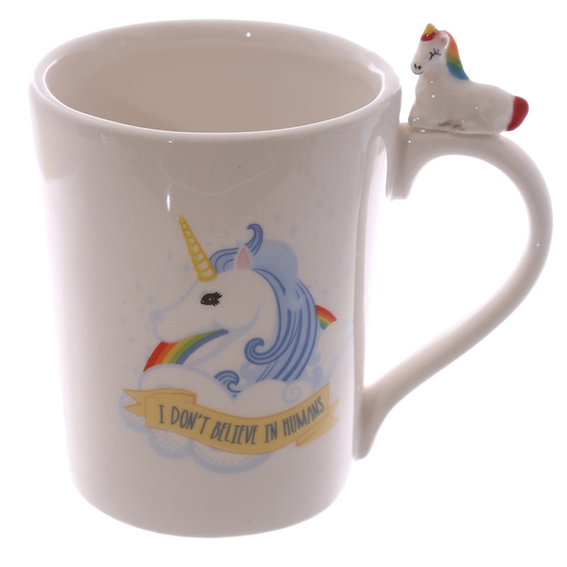 3D Eenhoorn Mok Keramische Cup Koffie Mokken met Witte wolken "ik niet Geloven In Mensen" regenboog paard waterfles ontbijt kopjes