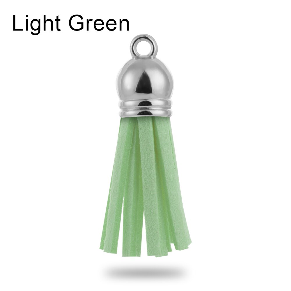 Diy leren kwastjes hanger 38mm vintage metalen kapjes leren kwastjes/sieraden accessoires/sieraden bevindingen/oorbellen accessoires: Lichtgroen