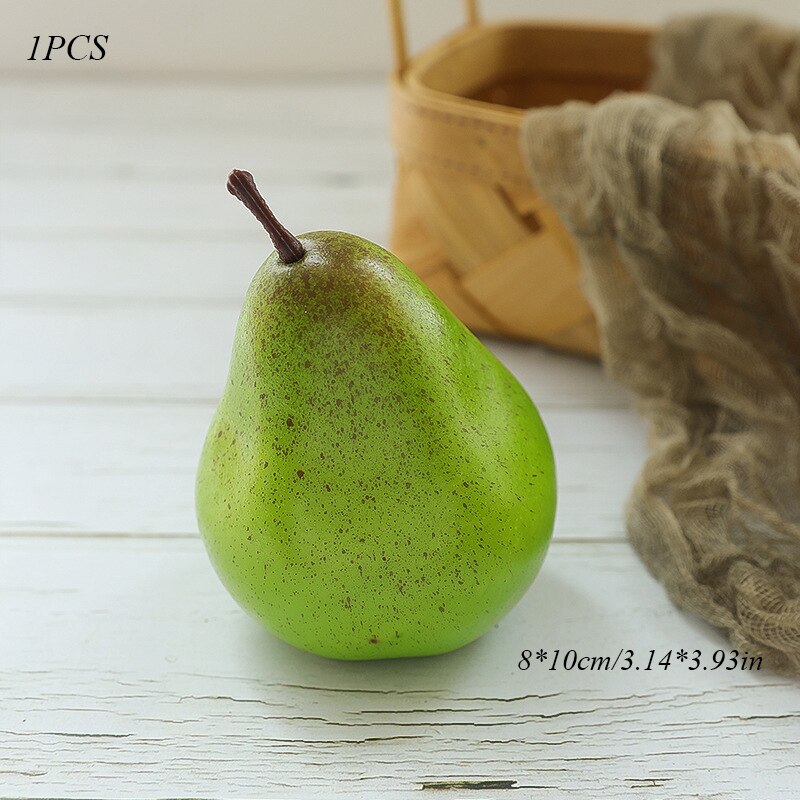 Fruta falsa Artificial de manzana para decoración del hogar, ornamento naranja de simulación, artesanía de comida, accesorios de fotografía,: green pear