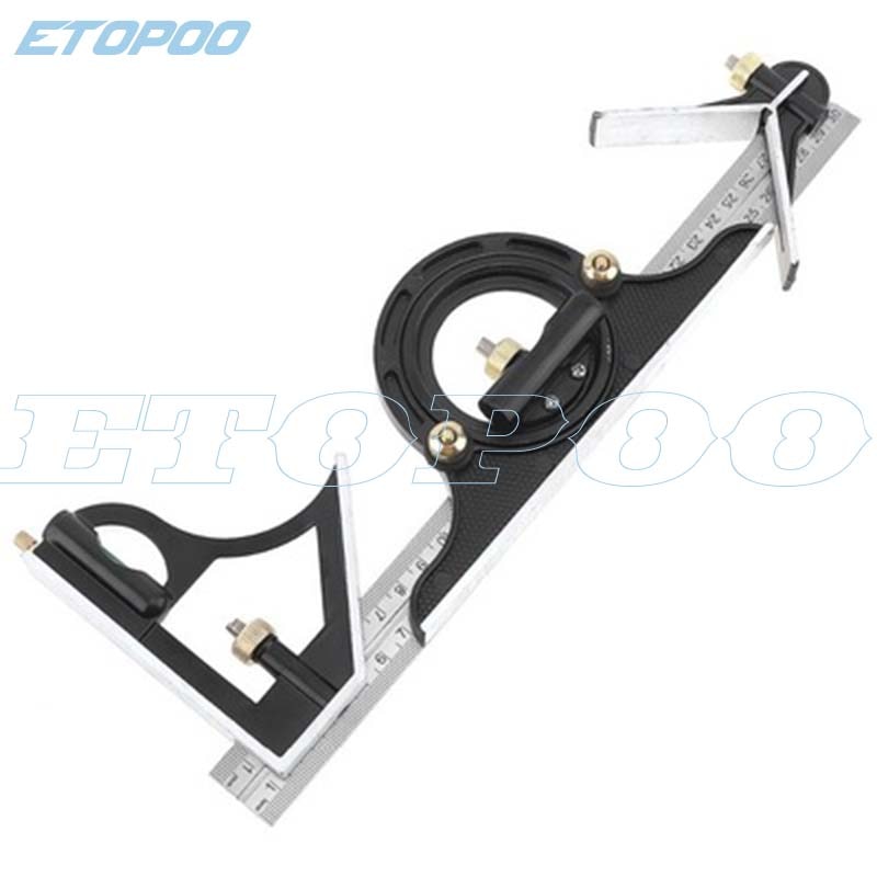 12 inch 45 degree 90 degree horizontal angle high-end multi-function combination square with round protractor set