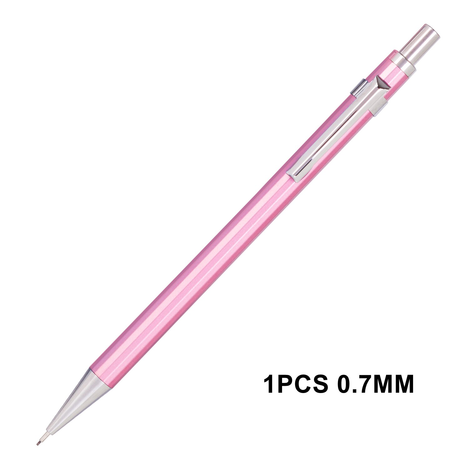 Deli Metal Mechanical Pencil 0.5mm / 0.7mm with Lead Retractable Black Lead Pencils Stationery: 1PCS 0.7mm Pink