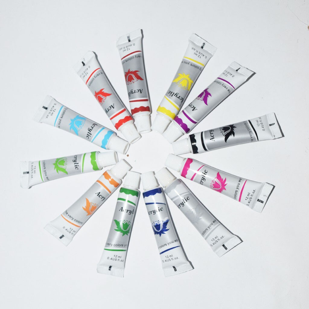 12 ml 12 Color Acrylic Paints Set Hand Painted Wall Paint Tubes Artist Draw Painting Pigment Tubes painting Sets