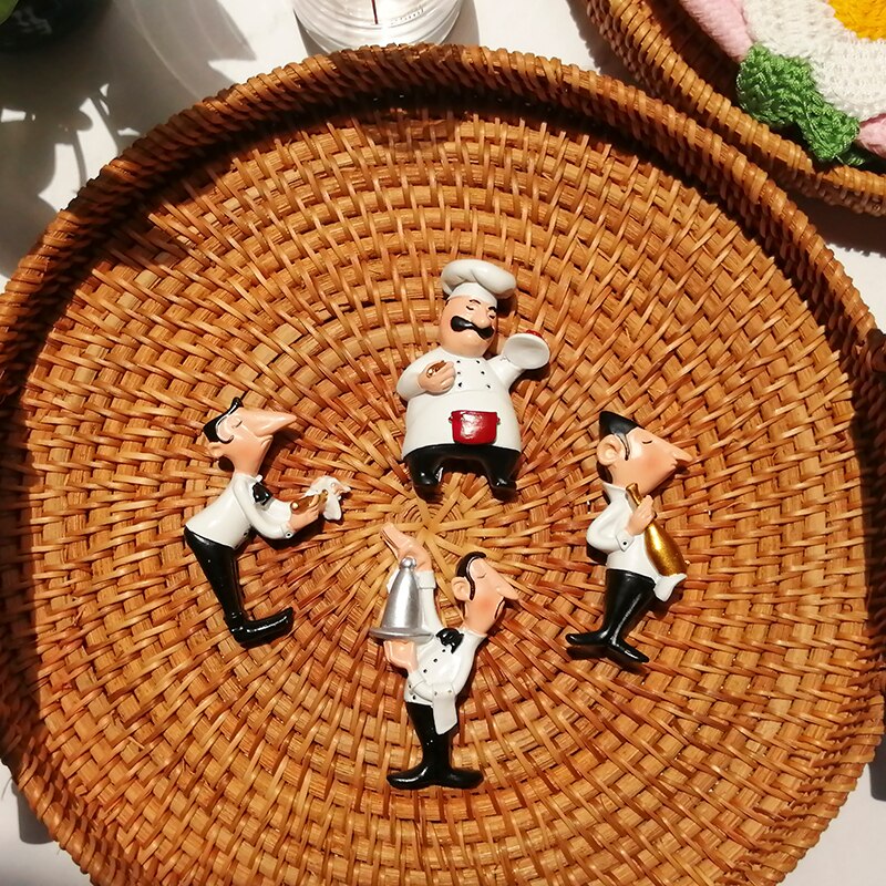 Cute 3D Fridge Magnets Kawaii Chef Cartoon Refrigerator Stickers Small Cook Resin Magnetic Fridge Magnet For Home Kitchen Decor