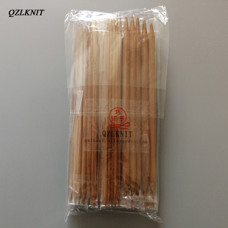 QZLKNIT, 15 tamaños, 20cm, doble punta, bambú carbonizado, agujas de tejer, suéter, guantes de tejer y calcetines, aguja artesanal suave