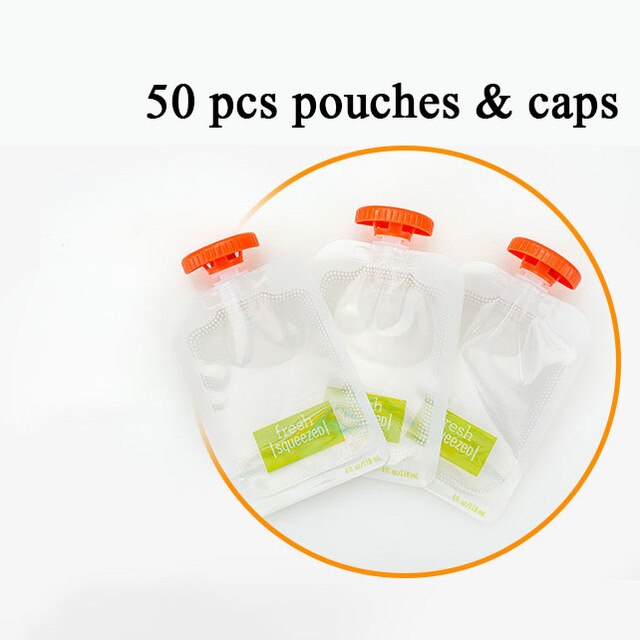 5/10/50 pcs Reusable Baby Food Spout Pouch Container Baby Food Maker Fresh Fruit Distributor Infant Storage Squeeze Food Station: 50pcs disposable
