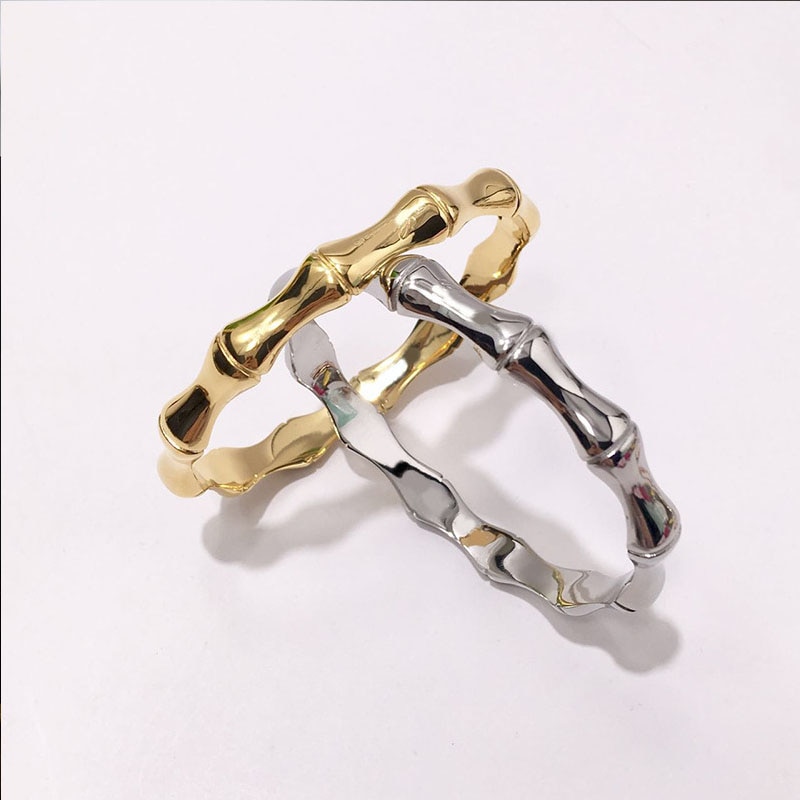Luxury Jewelry Man Woman Cuff Bracelet Stainless Steel Bamboo Bone Korea