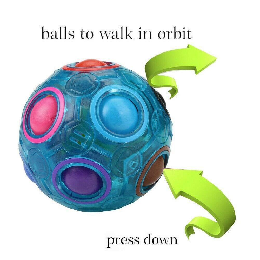 1Pcs Lichtgevende Bal Stress Reliever Regenboog Bal Stress Cube Puzzel Speelgoed Reliever Fun Bal Regenboog Onderwijs U1O5