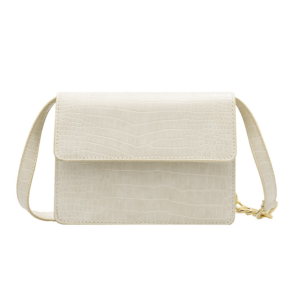 Dames leren schoudertas klassieke textuur delicate zakelijke dagelijkse pure kleur kleine handtas: Wit