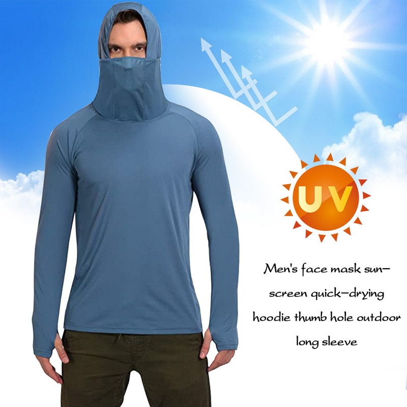 Chemise de pêche à capuche Anti-UV pour hommes, vêtements de randonnée en plein air, protection solaire hauts, séchage rapide