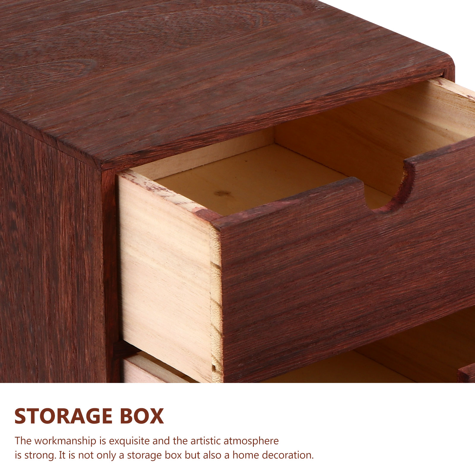 Caja de almacenamiento de madera, organizador de cajones de escritorio de madera, cajones de mesa, aparador, armario, cubo, Mini papelería al aire libre
