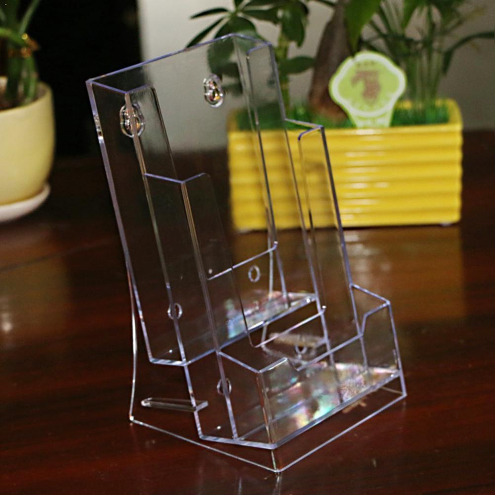 Tarjetero acrílico transparente de 3 rejillas para hombre y mujer, soporte para tarjetas de presentación, folleto de oficina y de crédito, O8Z1