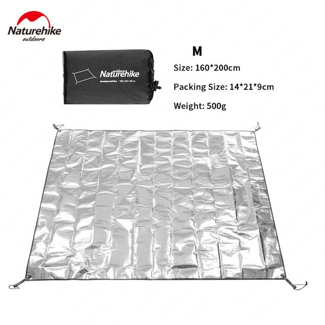 Naturehike Camping Tent Mat PE Aluminum Foil Waterproof Folding Floor Mattress Outdoor Beach Picnic Mat 3 Sizes Sun Shelter: M