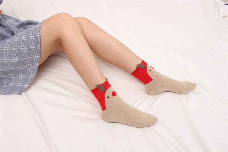 Preciosos calcetines de Navidad para mujer y niña, calcetines divertidos con dibujos de animales