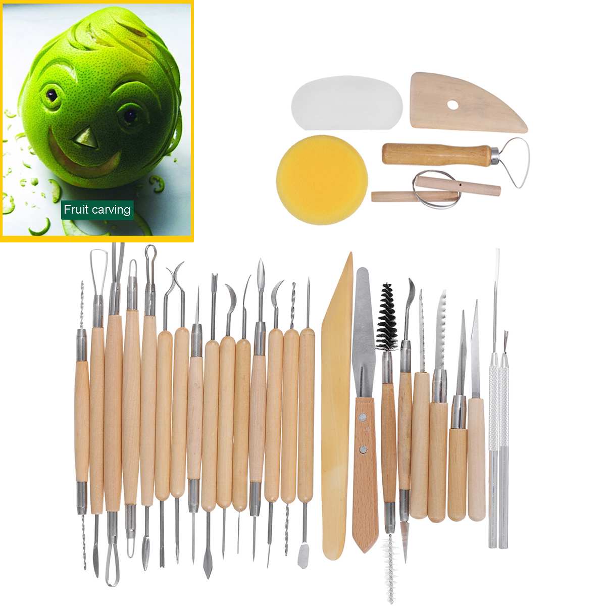 30/22/8PCS Ceramic Clay Tools Set Crafts Polymer DIY Art Modeling Clay Tools Pottery Wooden Pottery Sculpting Clay Cleaning Tool