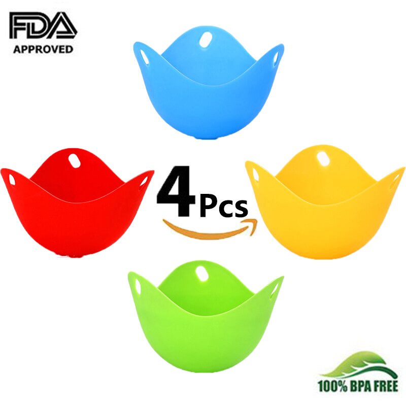 Silicone Egg Poacher Poaching Pods Egg Mold Bowl Rings Cooker Boiler Cuit Oeuf Dur Kitchen Cooking Tools Pancake Maker: 4pcs