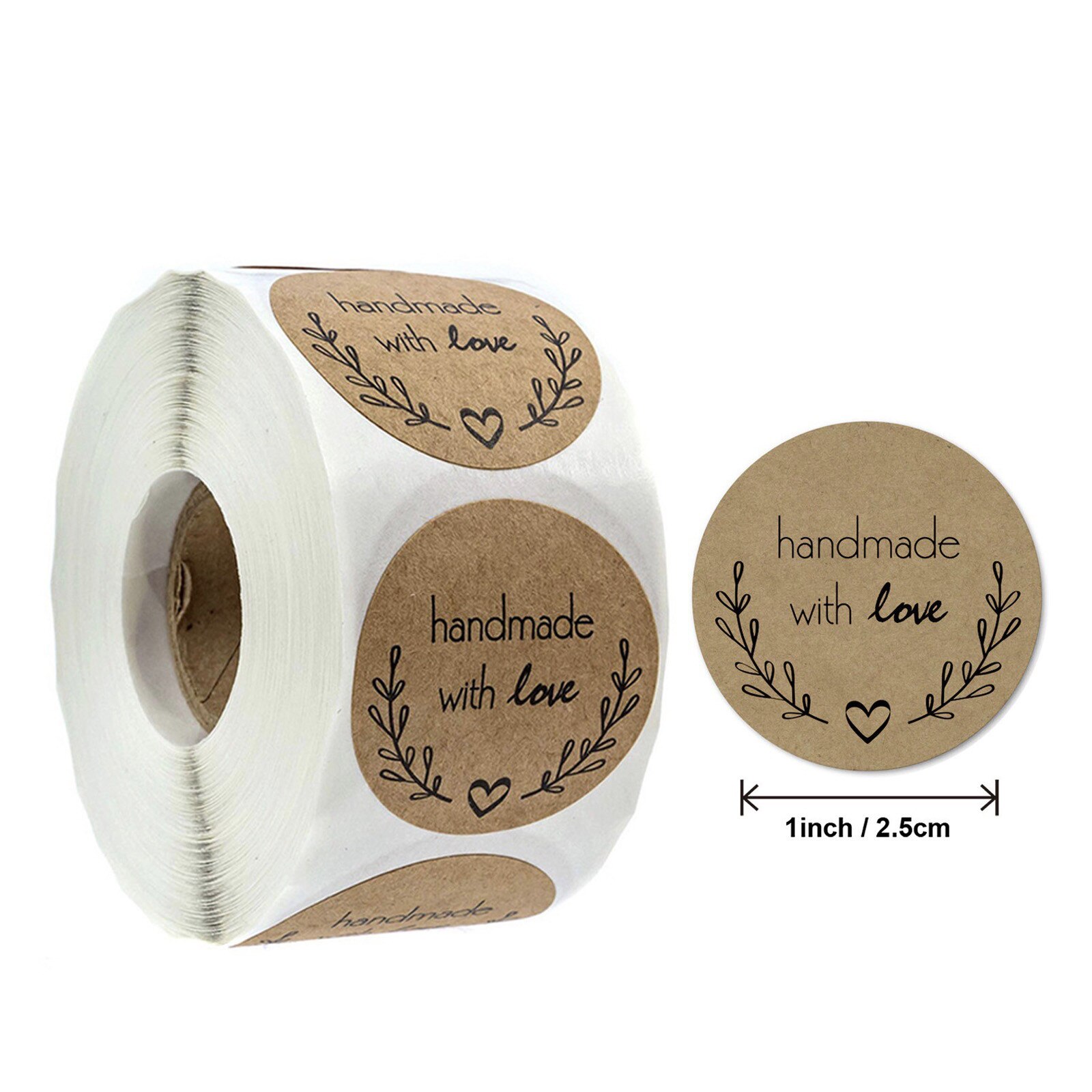 500PCS Round Labels Handmade Kraft Paper Packaging Sticker for Candy Dragee Bag Box Packing Bag Wedding Thanks Stickers: B