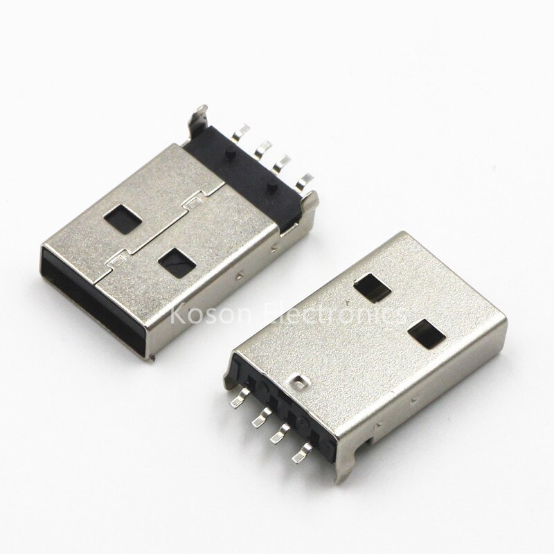 10pcs USB A-type male 180-pin SMD socket head bent male USB plug seat