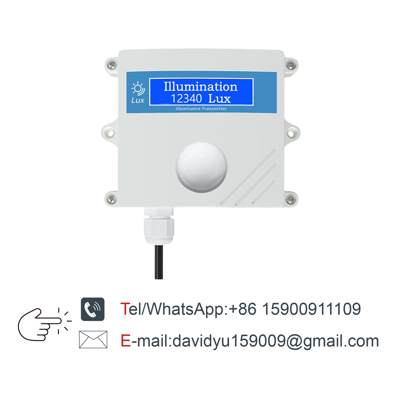 High-Precision Wall-Mounted Ambient Light Sensor Illuminance Meter with Temperature and Humidity Detection for Industrial Use