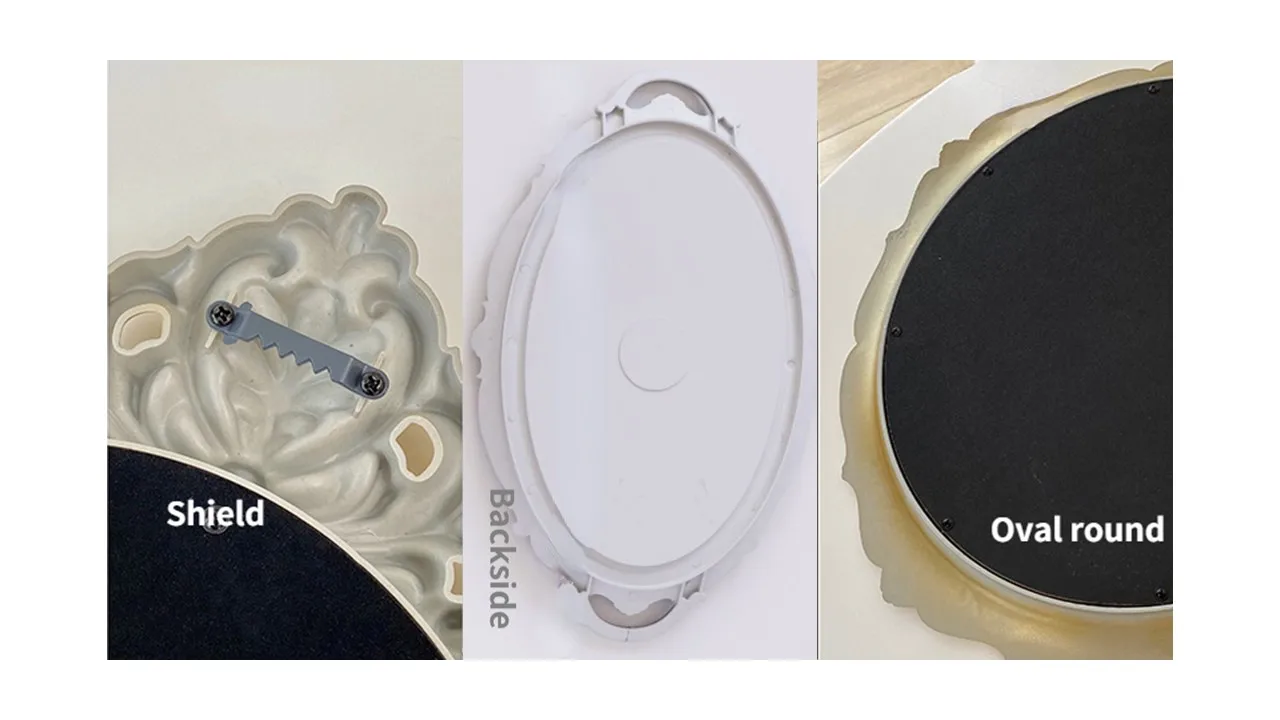 Espejos de tocador, espejo con marco barroco, escudo dorado, espejos decorativos de pared, bandeja de placa, espejo de maquillaje para decoración del hogar y dormitorio