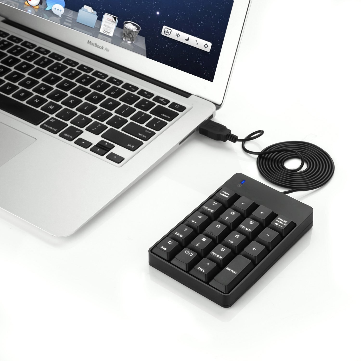 Jelly Comb USB Numeric Keypad Portable Slim Mini Number Pad for Laptop Desktop Computer PC Full Size 19 Key Big Print Letters