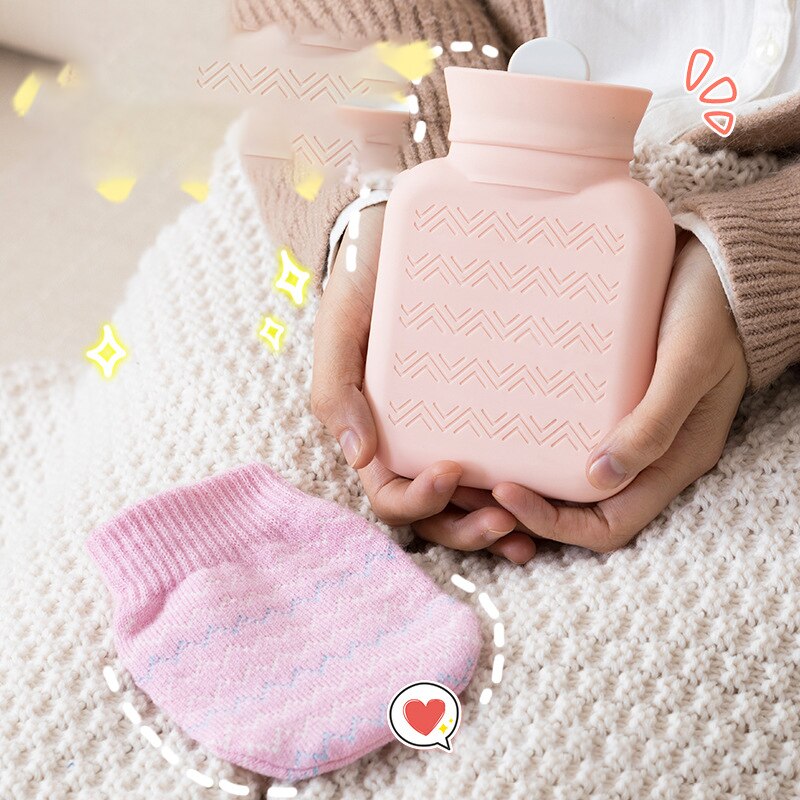 Explosion-Proof Silicone Water Bottle Portable Microwave Heating Cute Warm Handbag Knitted Cover