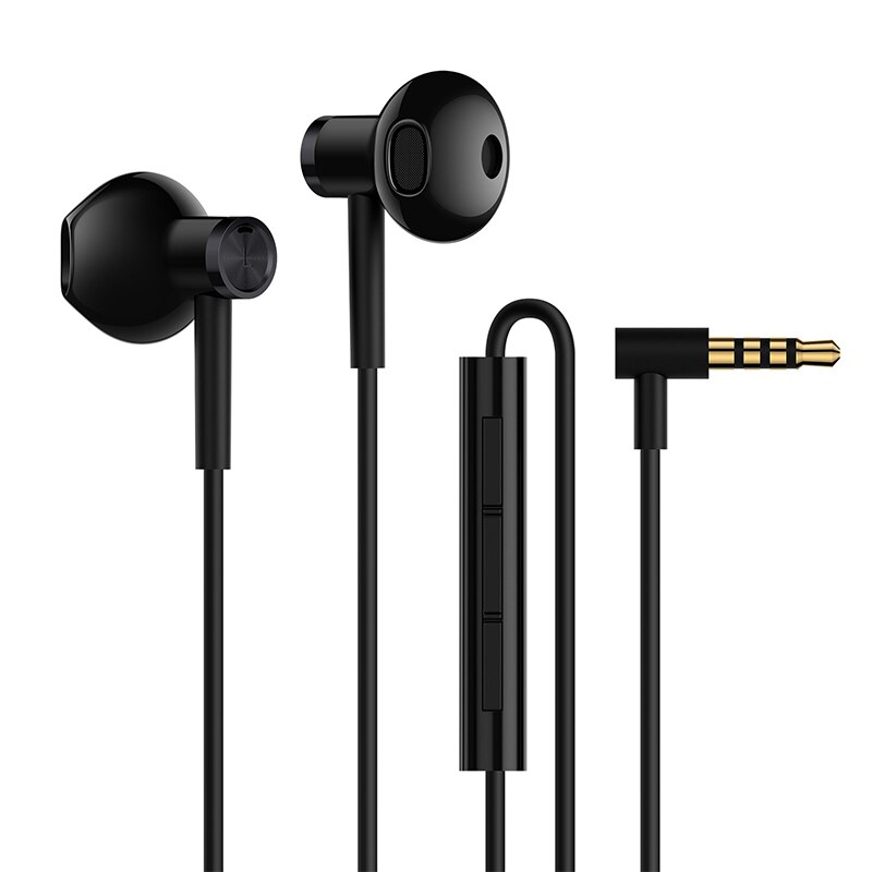 Xiaomi 3.5Mm Universele Half In-Ear Oortelefoon Hybride Dc Dual Driver L-Vorm Plug Mems Microfoon Bedrade controle Headset Voor Xiaomi: Black