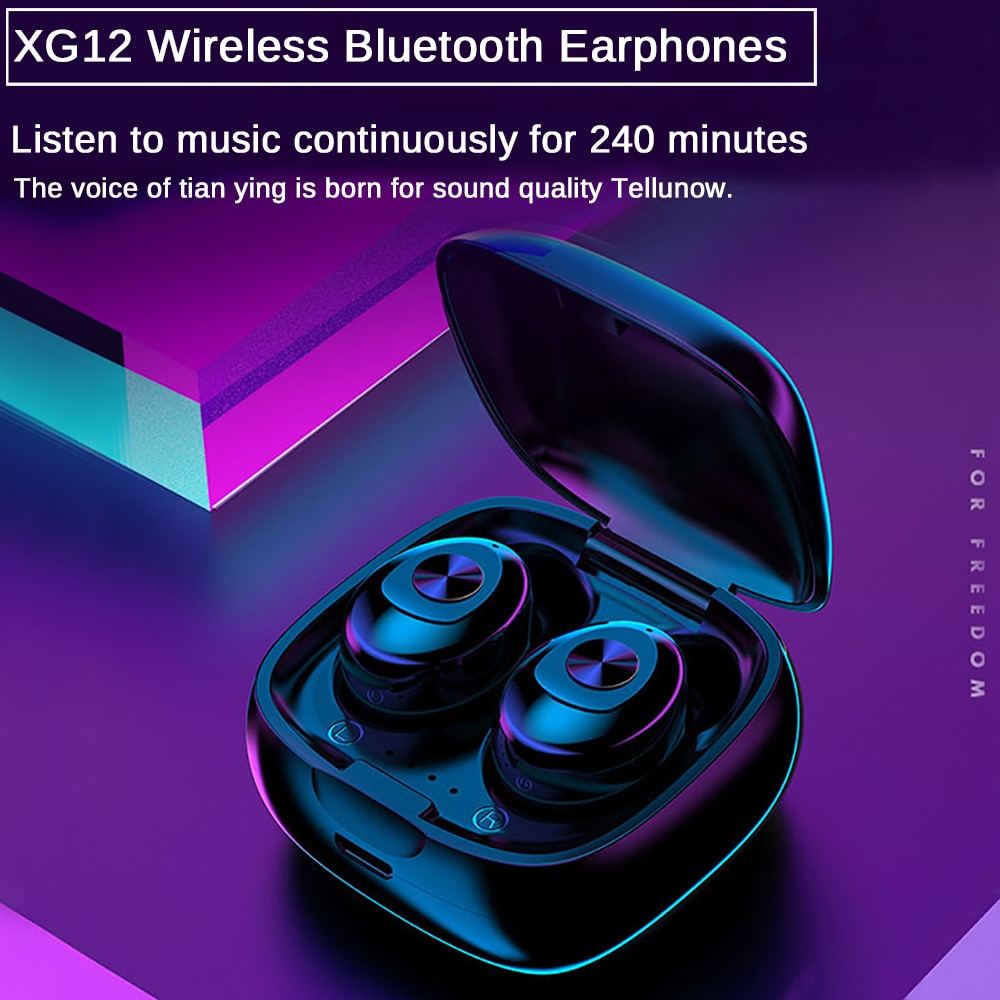 Fone de ouvido xg12 tws, bluetooth 5.0, estéreo, wireless, hifi, fones de ouvido esportivos, mãos-livres, gamer, headset com microfone para celular