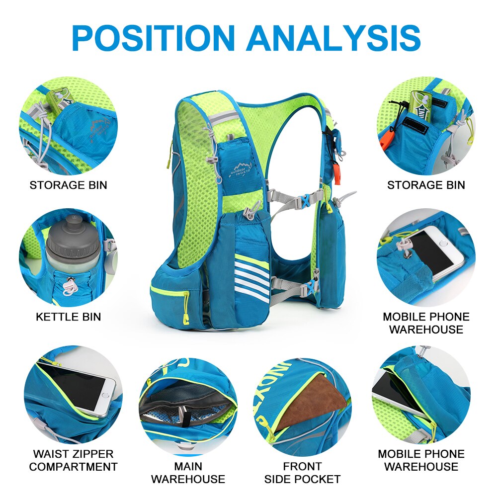 Chaleco de hidratación para correr de 8L, mochila para hombre y mujer, bolsas de agua para deportes al aire libre, Maratón, trotar, senderismo, mochila